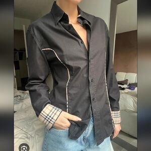Black Button Down Burberry Shirt